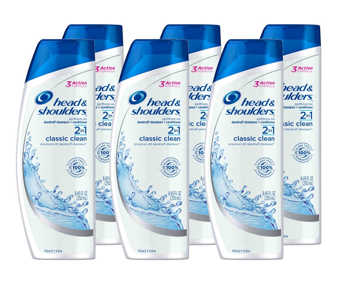 Head & Shoulders Classic Clean 2-in-1 Anti-Dandruff Shampoo and Conditioner, 8.45 fl oz (Pack of 6) Avelisse
