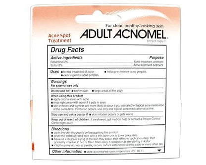 Adult Acnomel Acne Tinted Cream - 1.3 oz, Medicated Face Moisturizer Avelisse