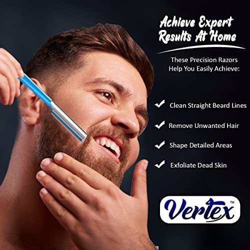 Vertex Stainless Steel Beard Shaping Razor Tool – Precision Straight Edge for Mustache & Eyebrow Grooming – Travel Razor for Men - görsel 4