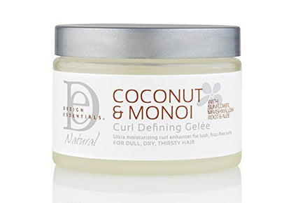 Design Essentials Natural Coconut & Monoi Curl Defining Gelée - Lightweight Frizz Control for Curly & Coily Hair, 12 oz Avelisse