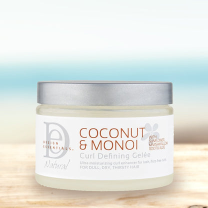 Design Essentials Natural Coconut & Monoi Curl Defining Gelée - Lightweight Frizz Control for Curly & Coily Hair, 12 oz Avelisse