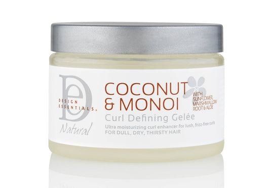 Design Essentials Natural Coconut & Monoi Curl Defining Gelée - Lightweight Frizz Control for Curly & Coily Hair, 12 oz Avelisse