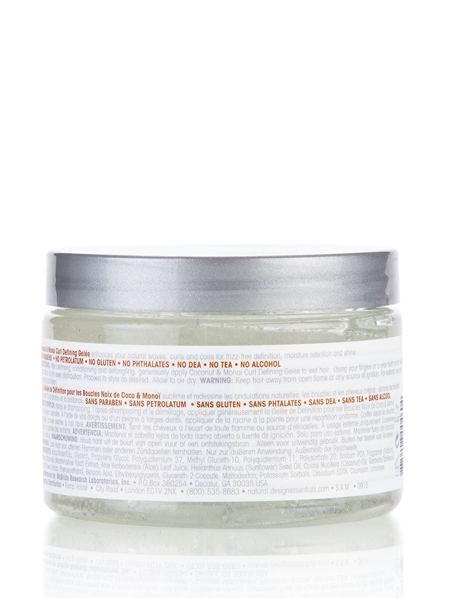 Design Essentials Natural Coconut & Monoi Curl Defining Gelée - Lightweight Frizz Control for Curly & Coily Hair, 12 oz Avelisse