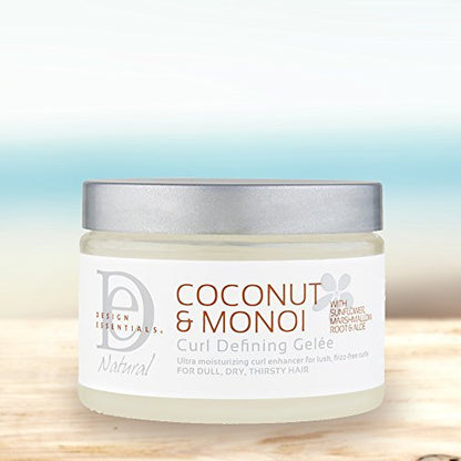 Design Essentials Natural Coconut & Monoi Curl Defining Gelée - Lightweight Frizz Control for Curly & Coily Hair, 12 oz Avelisse
