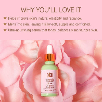 Pixi Beauty Rose Oil Blend | Nourishing Botanical Facial Serum | Youth-Preserving Oil for Radiant Skin | 1.01 Fl Oz Avelisse