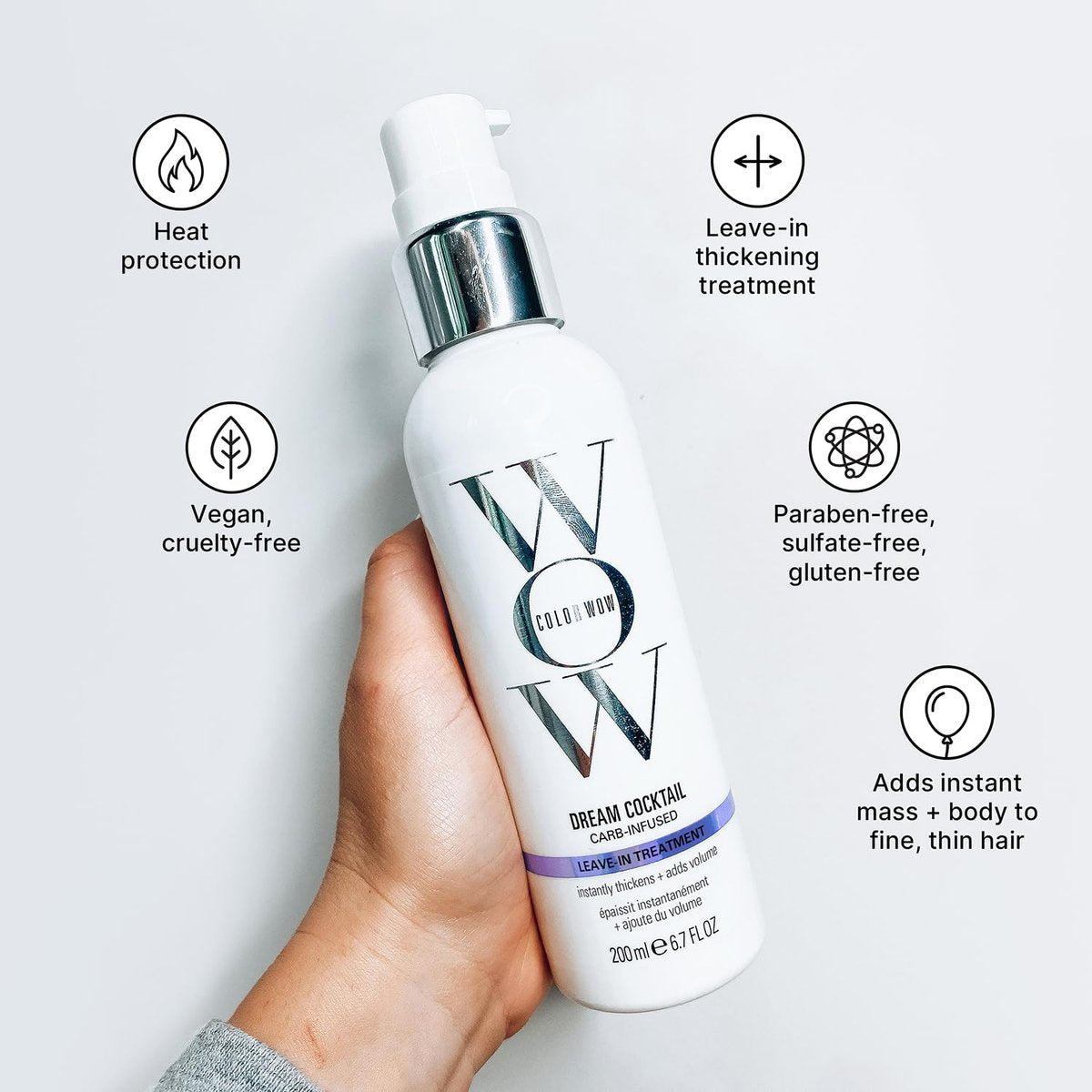 COLOR WOW Dream Cocktail Carb Infused Leave-in Treatment – Transform Thin Hair to Thick & Full with Heat Protection - görsel 13
