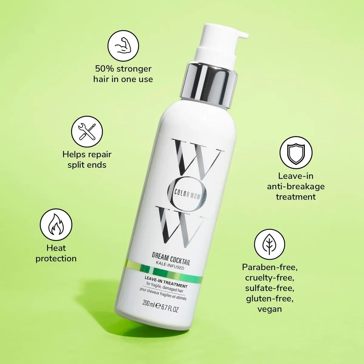 COLOR WOW Dream Cocktail Kale Infused Leave-in Treatment – Reduce Hair Breakage by 50% | Heat Protectant for Fragile, Damaged Hair Avelisse