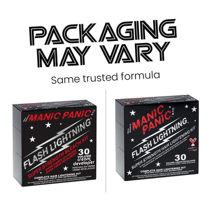 MANIC PANIC Flash Lightning Hair Bleach Kit - 2 Pack - Lift Dark Hair Up to 5 Levels to Medium or Light Blonde - Vegan & Cruelty-Free Avelisse