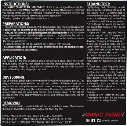MANIC PANIC Flash Lightning Hair Bleach Kit - 2 Pack - Lift Dark Hair Up to 5 Levels to Medium or Light Blonde - Vegan & Cruelty-Free Avelisse