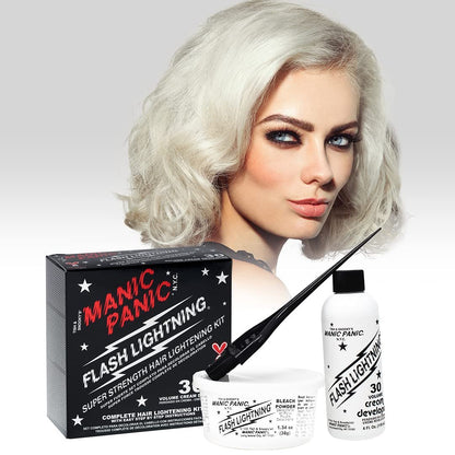 MANIC PANIC Flash Lightning Hair Bleach Kit - 2 Pack - Lift Dark Hair Up to 5 Levels to Medium or Light Blonde - Vegan & Cruelty-Free Avelisse