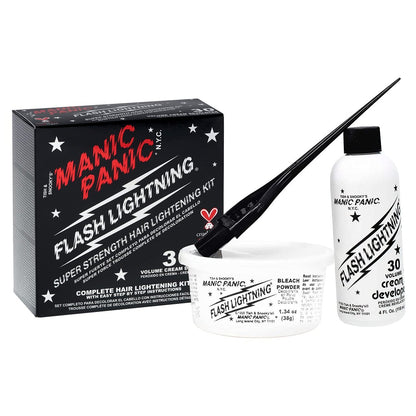 MANIC PANIC Flash Lightning Hair Bleach Kit - 2 Pack - Lift Dark Hair Up to 5 Levels to Medium or Light Blonde - Vegan & Cruelty-Free Avelisse