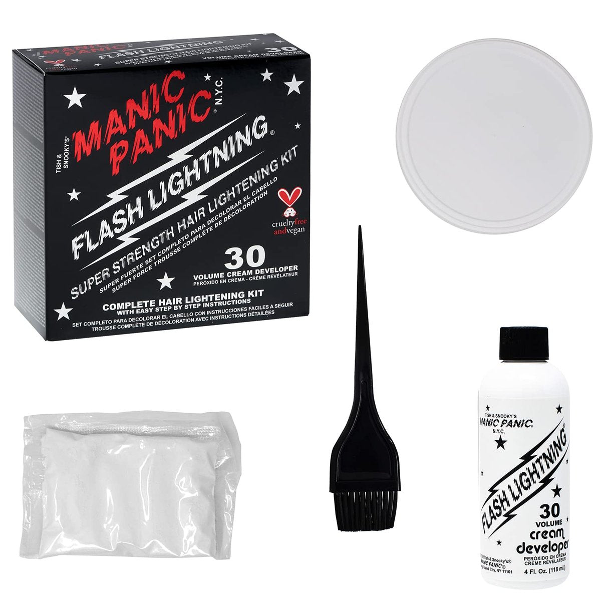 MANIC PANIC Flash Lightning Hair Bleach Kit - 2 Pack - Lift Dark Hair Up to 5 Levels to Medium or Light Blonde - Vegan & Cruelty-Free Avelisse