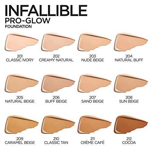 L'Oreal Paris Infallible Up to 24HR Pro-Glow Foundation - Buff Beige, 1 fl oz Avelisse