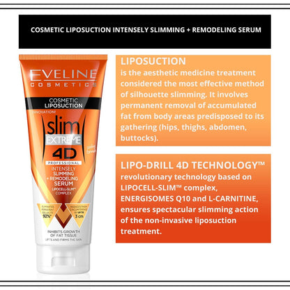 Eveline Slim Extreme 4D Liposuction Body Serum - 8.8 Fl Oz Firming & Contouring Treatment