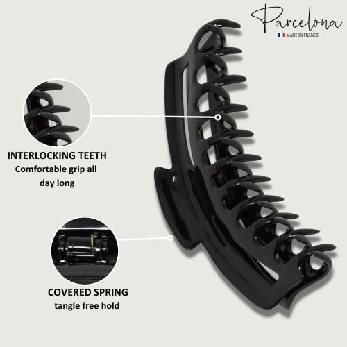 Parcelona French Bend Large Jumbo 6-Inch Black Celluloid Jaw Hair Claw Clip for Women - görsel 6