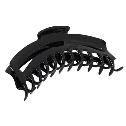Parcelona French Bend Large Jumbo 6-Inch Black Celluloid Jaw Hair Claw Clip for Women