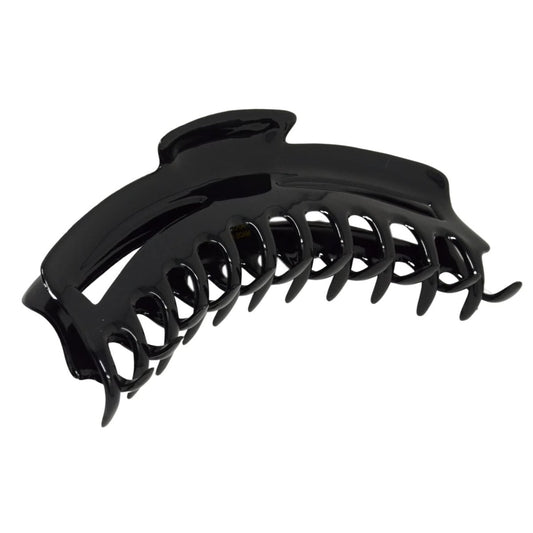 Parcelona French Bend Large Jumbo 6-Inch Black Celluloid Jaw Hair Claw Clip for Women