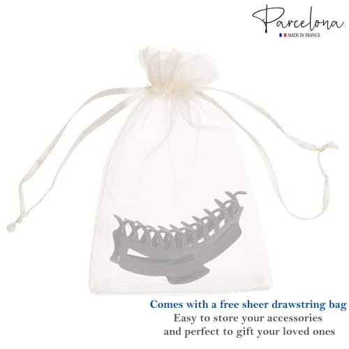 Parcelona French Bend Large Jumbo 6-Inch Black Celluloid Jaw Hair Claw Clip for Women - görsel 12