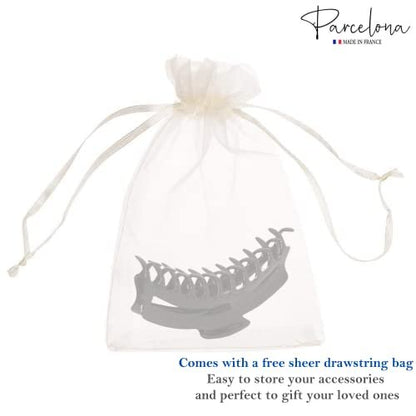 Parcelona French Bend Large Jumbo 6-Inch Black Celluloid Jaw Hair Claw Clip for Women