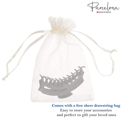 Parcelona French Bend Large Jumbo 6-Inch Black Celluloid Jaw Hair Claw Clip for Women