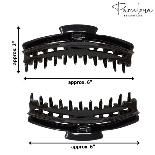 Parcelona French Bend Large Jumbo 6-Inch Black Celluloid Jaw Hair Claw Clip for Women - görsel 10