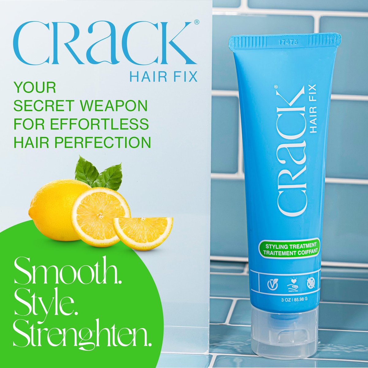 Crack Hair Fix Air Dry Cream - Multi-Tasking Anti-Frizz Leave-In Styling Balm, Protection from Humidity, Chlorine, Heat & Sun, 3 oz (Pack of 3) Avelisse