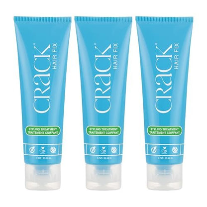 Crack Hair Fix Air Dry Cream - Multi-Tasking Anti-Frizz Leave-In Styling Balm, Protection from Humidity, Chlorine, Heat & Sun, 3 oz (Pack of 3) Avelisse