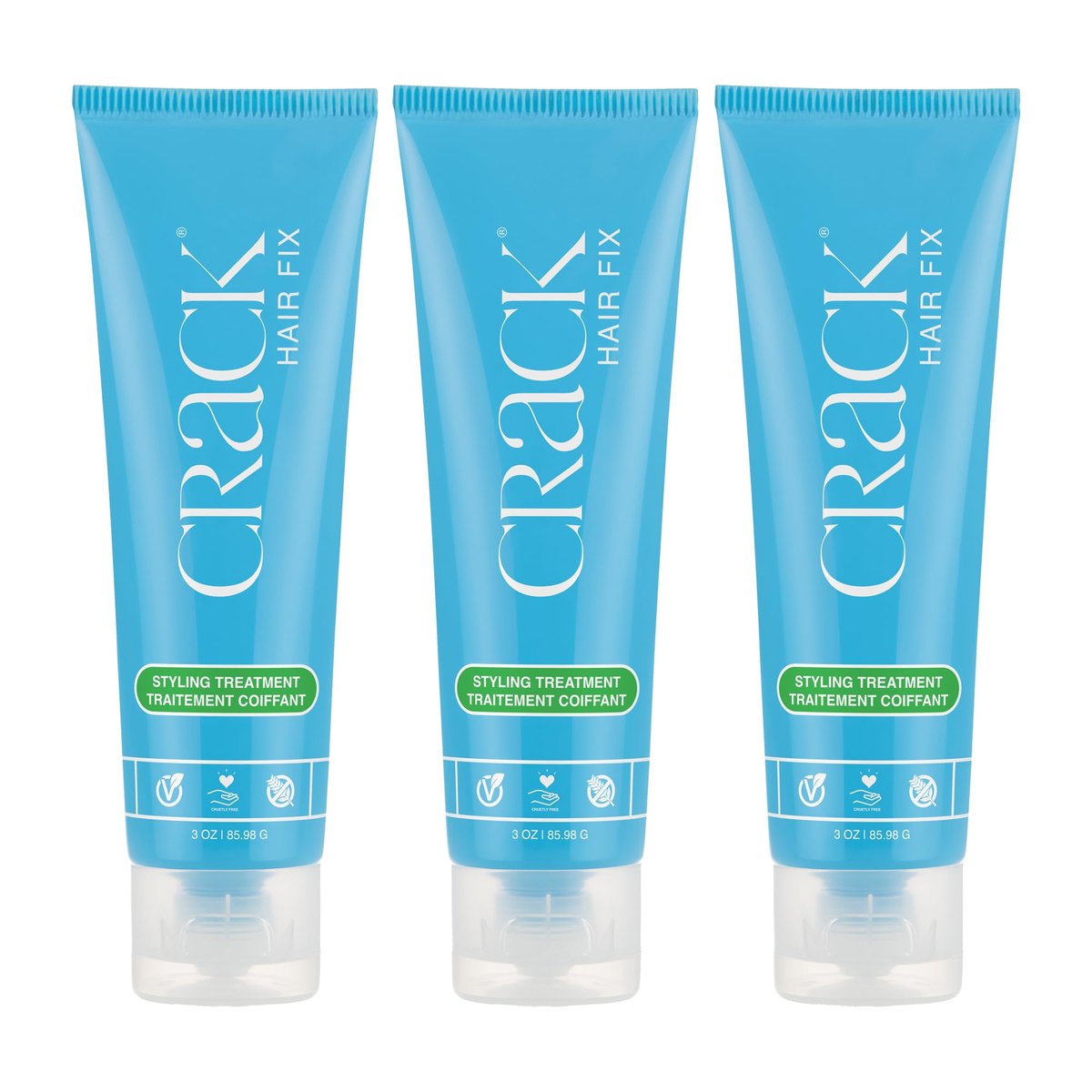 Crack Hair Fix Air Dry Cream - Multi-Tasking Anti-Frizz Leave-In Styling Balm, Protection from Humidity, Chlorine, Heat & Sun, 3 oz (Pack of 3) Avelisse