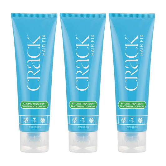 Crack Hair Fix Air Dry Cream - Multi-Tasking Anti-Frizz Leave-In Styling Balm, Protection from Humidity, Chlorine, Heat & Sun, 3 oz (Pack of 3) Avelisse