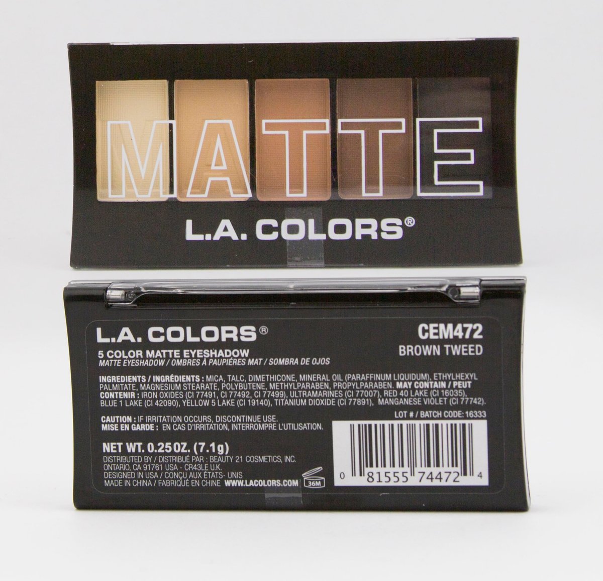 L.A. COLORS 5 Color Matte Eyeshadow Palette - Brown Tweed (CEM472) - görsel 5