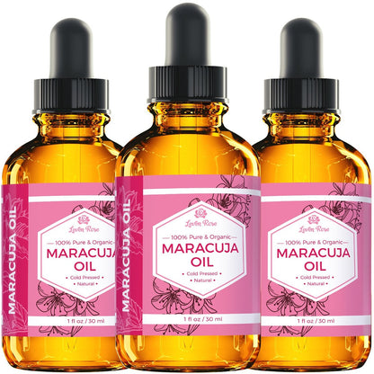 Leven Rose 100% Natural Maracuja Oil (Passion Fruit Seed Oil) for Hair, Skin, and Nails - 1 oz Avelisse