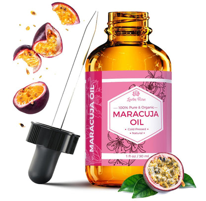 Leven Rose 100% Natural Maracuja Oil (Passion Fruit Seed Oil) for Hair, Skin, and Nails - 1 oz Avelisse
