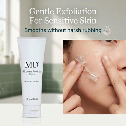 MD Enzyme Peeling Mask for Sensitive Skin - Gentle Exfoliating Gel with Papaya & Pineapple Enzymes - Professional Brightening Peel-Off Mask for Clear Pores and Smooth Texture - 30mL