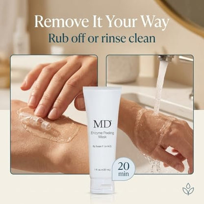 MD Enzyme Peeling Mask for Sensitive Skin - Gentle Exfoliating Gel with Papaya & Pineapple Enzymes - Professional Brightening Peel-Off Mask for Clear Pores and Smooth Texture - 30mL