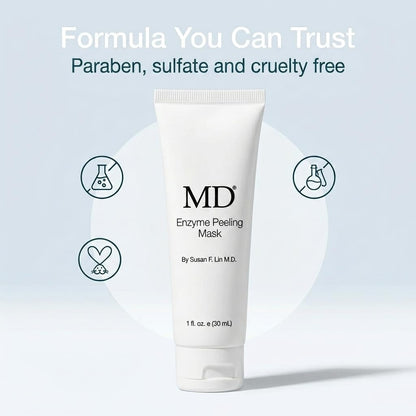 MD Enzyme Peeling Mask for Sensitive Skin - Gentle Exfoliating Gel with Papaya & Pineapple Enzymes - Professional Brightening Peel-Off Mask for Clear Pores and Smooth Texture - 30mL