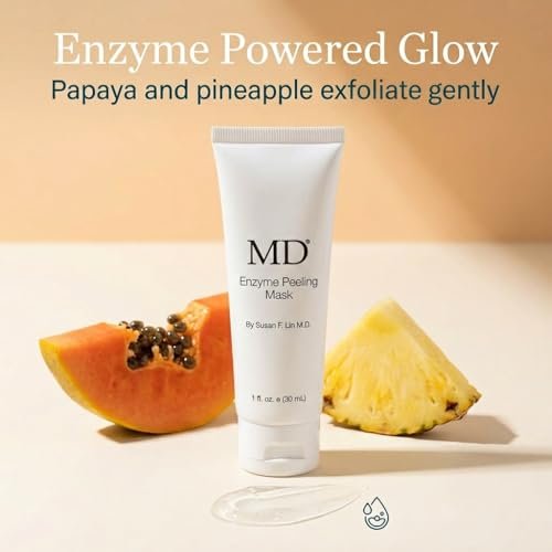 MD Enzyme Peeling Mask for Sensitive Skin - Gentle Exfoliating Gel with Papaya & Pineapple Enzymes - Professional Brightening Peel-Off Mask for Clear Pores and Smooth Texture - 30mL - görsel 6