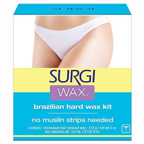 Surgiwax Brazilian Hard Wax Kit 4oz - Professional Waxing Kit for Hair Removal with Pre-Epilation Oil Avelisse