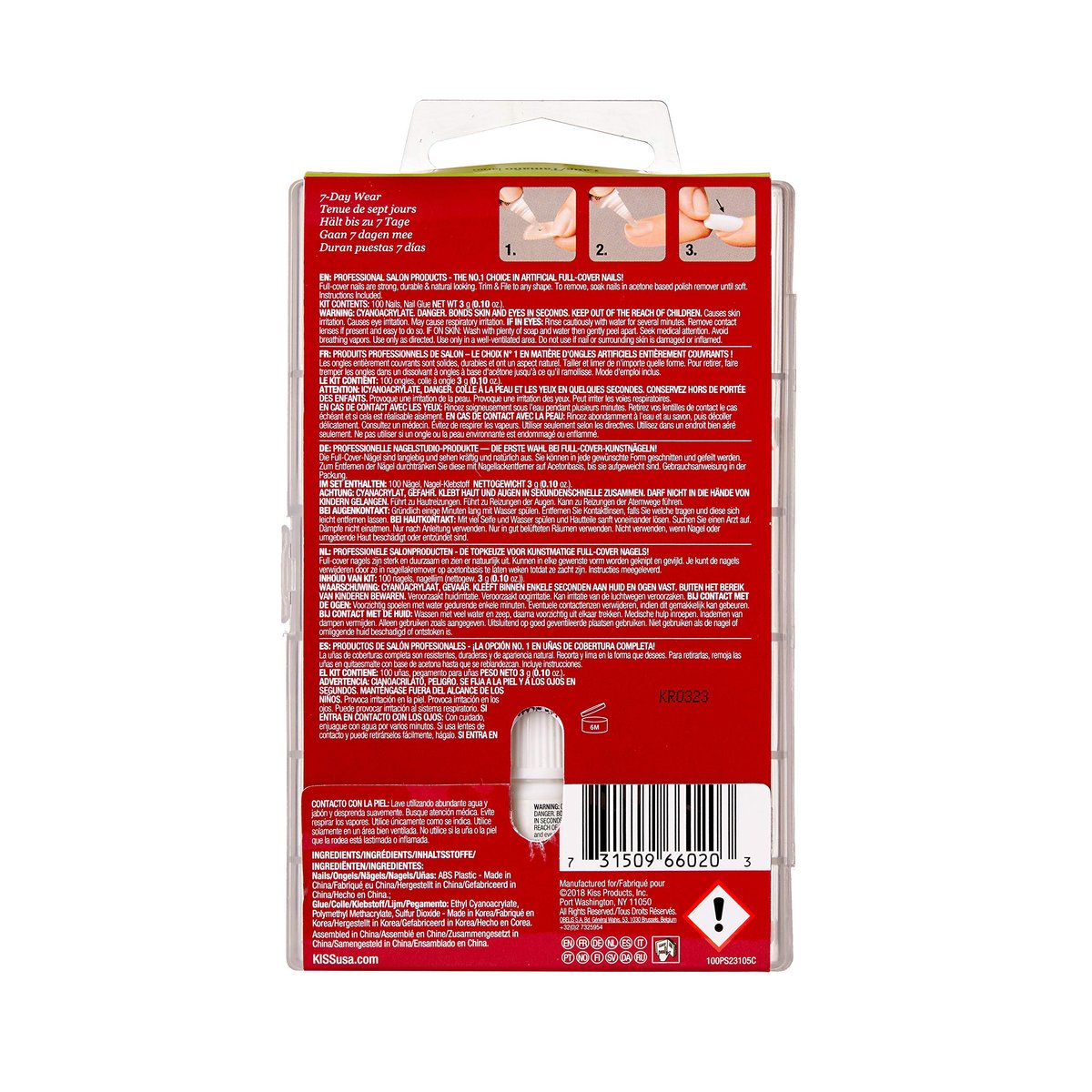 Kiss 100 Acrylic Plain Full-Cover Nails, Active Long Square - White, 100-Piece Assortment - görsel 5