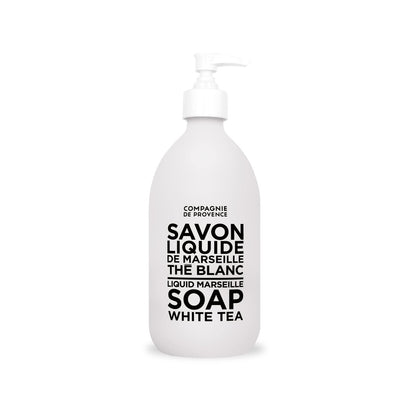 La Compagnie de Provence Savon de Marseille Extra Pure Liquid Soap - White Tea, 16.9 Fl Oz Glass Pump Bottle
