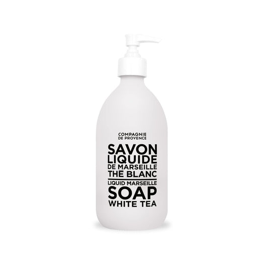 La Compagnie de Provence Savon de Marseille Extra Pure Liquid Soap - White Tea, 16.9 Fl Oz Glass Pump Bottle