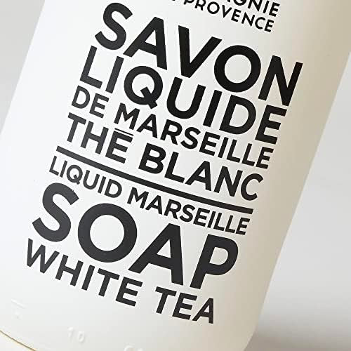 La Compagnie de Provence Savon de Marseille Extra Pure Liquid Soap - White Tea, 16.9 Fl Oz Glass Pump Bottle - görsel 5