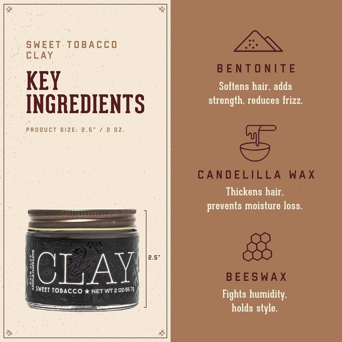 18.21 Man Made Hair Styling Clay – Original Sweet Tobacco Scent, Matte Finish, 2 oz - görsel 5