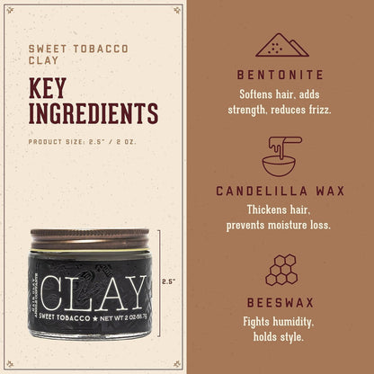18.21 Man Made Hair Styling Clay – Original Sweet Tobacco Scent, Matte Finish, 2 oz