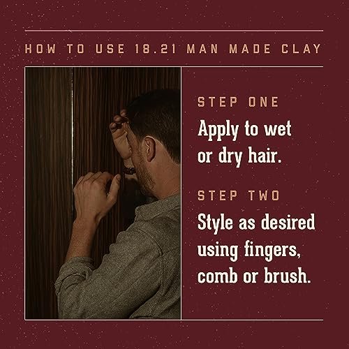 18.21 Man Made Hair Styling Clay – Original Sweet Tobacco Scent, Matte Finish, 2 oz - görsel 8