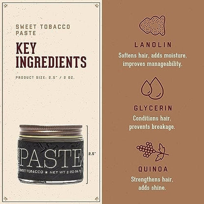 18.21 Man Made Hair Styling Paste - Sweet Tobacco Scent, Natural Shine, 2 oz