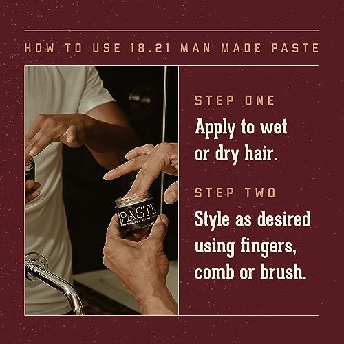 18.21 Man Made Hair Styling Paste - Sweet Tobacco Scent, Natural Shine, 2 oz - görsel 8