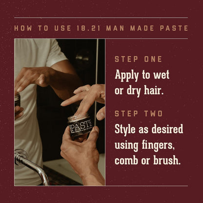 18.21 Man Made Hair Styling Paste - Sweet Tobacco Scent, Natural Shine, 2 oz