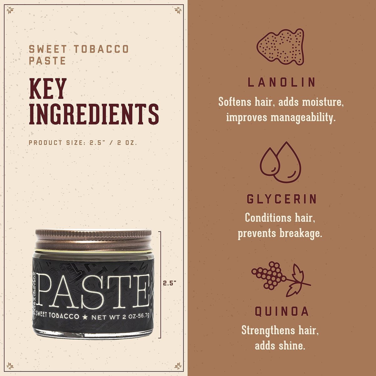 18.21 Man Made Hair Styling Paste - Sweet Tobacco Scent, Natural Shine, 2 oz - görsel 5