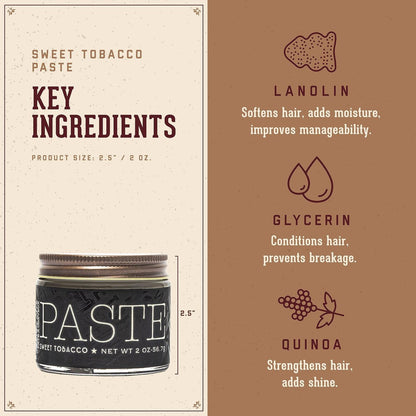 18.21 Man Made Hair Styling Paste - Sweet Tobacco Scent, Natural Shine, 2 oz