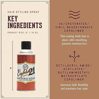 18.21 Man Made Premium Hair Spray for Men - All-Day Flexible Hold with Matte Finish, Sweet Tobacco Scent, 10 oz Avelisse